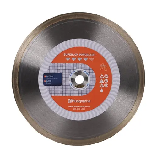 Husqvarna Superlok Porcelain Tile Blade — 8" Diameter, Diamond-Embedded Edge 1