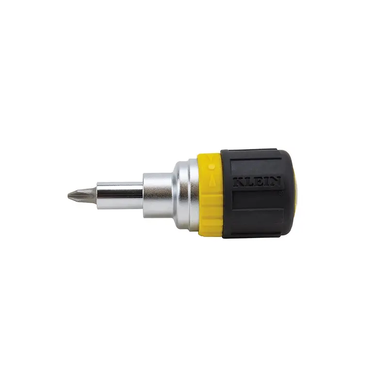 Klein 32593 Ratcheting 6-In-1 Stubby Screwdriver – Compact Multi-Bit Precision Tool 1