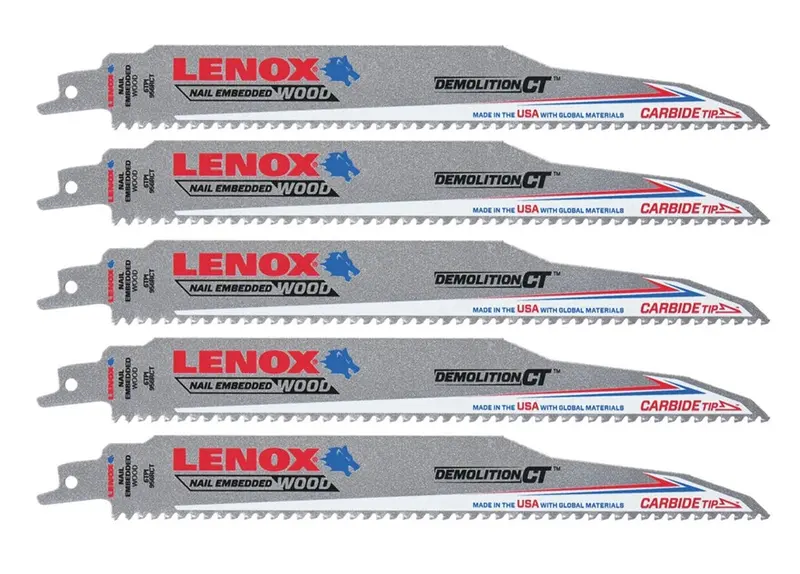 Lenox 9" 6-Tpi Carbide Reciprocating Saw Blades – 5-Pack For Demolition & Cutting 1