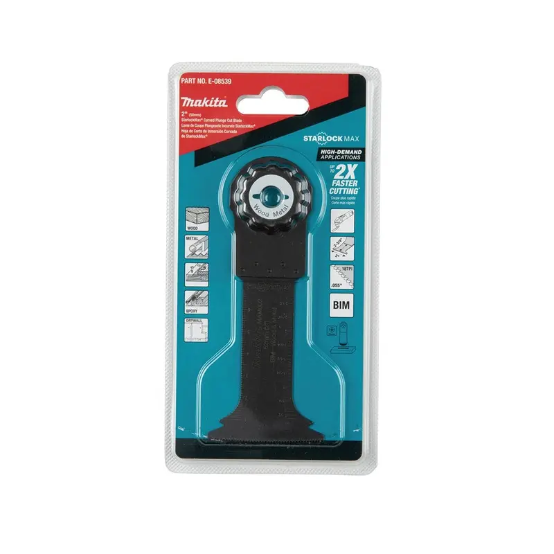 Makita Starlockmax Oscillating Tool Blade: 2" Bi-Metal Curved Plunge-Cut Blade (E-08539) 1