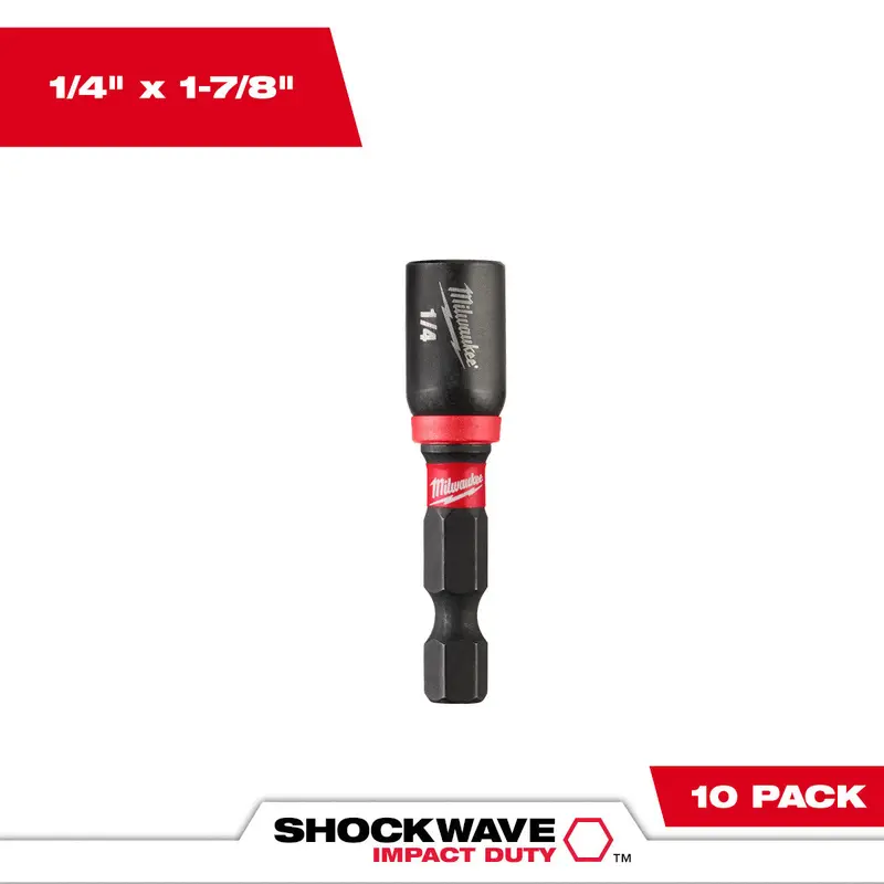 Milwaukee 49-66-0502 Shockwave Impact Nut Driver Set – 1/4" X 1-7/8", Magnetic, 10-Piece 1