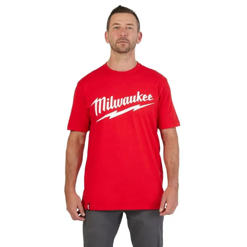 Milwaukee 607R-S Short-Sleeve Work T-Shirt – Heavyweight Cotton, Red, Size S 1