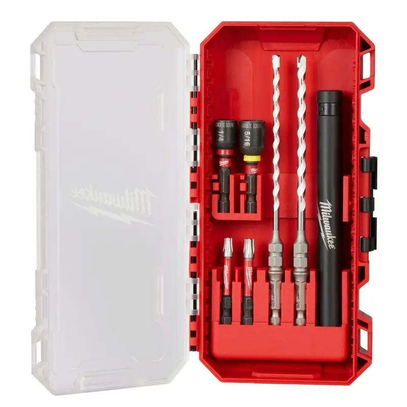 Milwaukee Shockwave Impact Duty Drill Bit Kit – 7-Piece Multi-Material Concrete Screw Installer 1